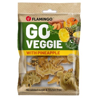 Flamingo Hundesnack Veggie Dino mit Ananas gelb