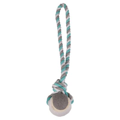 Flamingo Hundespielzeug Jim Ziehtau Tennisball Baumwolle mint/weiß