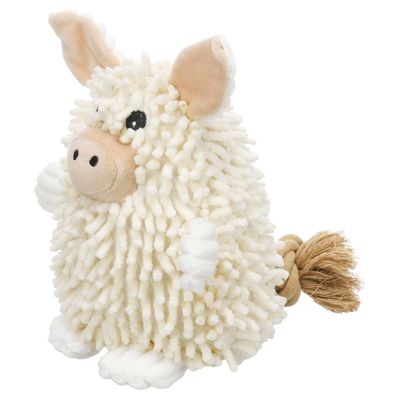 Flamingo Hundespielzeug Flufa Schwein mit Seil beige