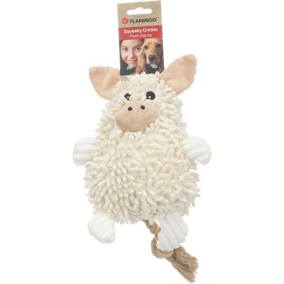 Flamingo Hundespielzeug Flufa Schwein mit Seil beige