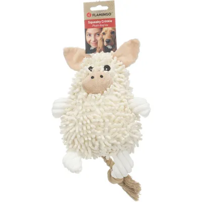 Flamingo Hundespielzeug Flufa Schwein mit Seil beige