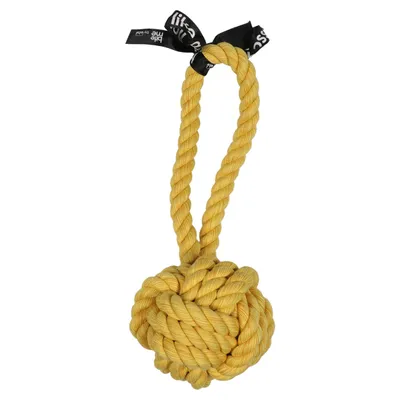Europet Bernina Hundespielzeug Ball mit Schlaufe „are you knots“ gelb Europet Bernina Hundespielzeug Ball mit Schlaufe „are you knots“ gelb
