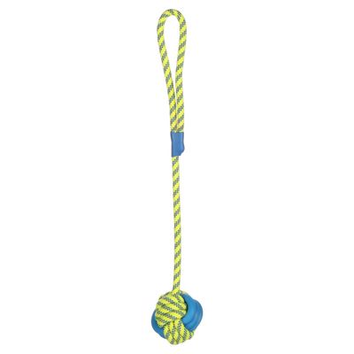 Flamingo Hundespielzeug Tofla Knotenball Zerrseil blau/gelb