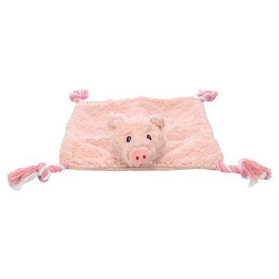 Flamingo Hundespielzeug Poppo Schwein mit Seil rosa