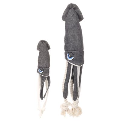 Peluche à corde pour chien Flipper calmar grise 45 cm - Flamingo