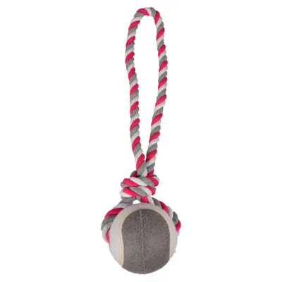 Flamingo Hundespielzeug Jim Ziehtau Tennisball Baumwolle rot/weiß Flamingo Hundespielzeug Jim Ziehtau Tennisball Baumwolle rot/weiß