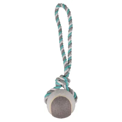 Flamingo Hundespielzeug Jim Ziehtau Tennisball Baumwolle mint/weiß