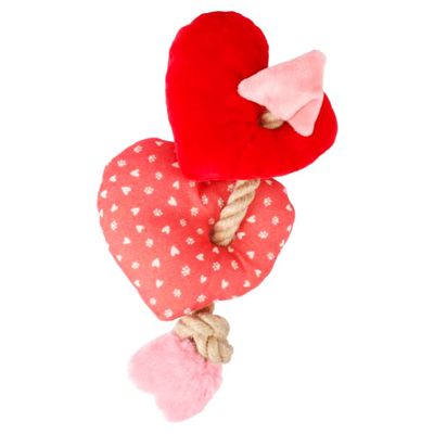 Flamingo Hundespielzeug Lieve Herz mit Seil rot