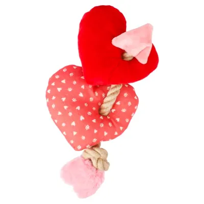 Flamingo Hundespielzeug Lieve Herz mit Seil rot Flamingo Hundespielzeug Lieve Herz mit Seil rot