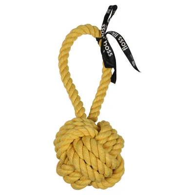Europet Bernina Hundespielzeug Ball mit Schlaufe „are you knots“ gelb Europet Bernina Hundespielzeug Ball mit Schlaufe „are you knots“ gelb