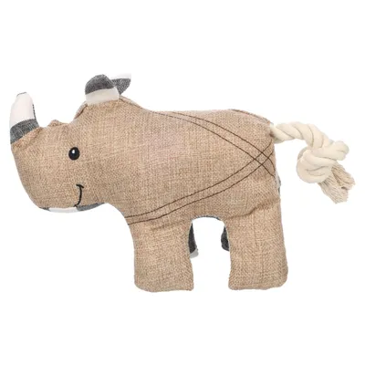 Flamingo Hundespielzeug Wigri Nashorn mit Seil beige Flamingo Hundespielzeug Wigri Nashorn mit Seil beige