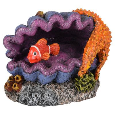 Flamingo Aquarium Dekoration Leto Muschel + Fisch