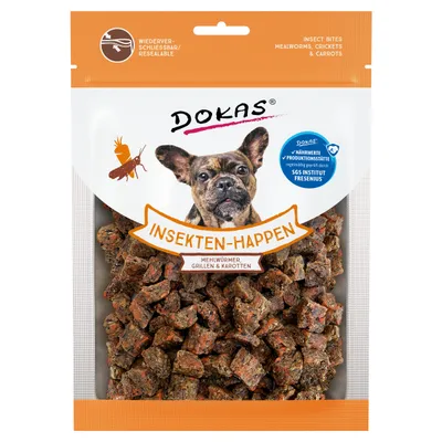Dokas Insekten-Happen mit Mehlwürmern, Grillen und Karotte 100 g - 10 Dokas Insekten-Happen mit Mehlwürmern, Grillen und Karotte 100 g - 10