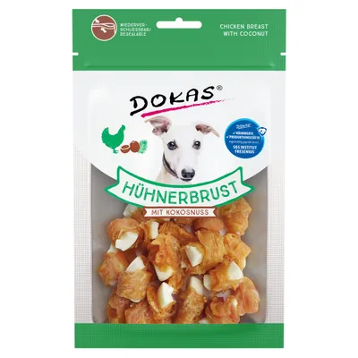 Dokas Hühnerbrust mit Kokosnuss 60 g - 9 Stück - Sparpaket Dokas Hühnerbrust mit Kokosnuss 60 g - 9 Stück - Sparpaket