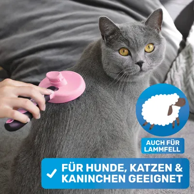 BluePet Hundebürste & Katzenbürste, Selbstreinigende Bürste für Langhaar