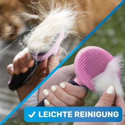 BluePet Hundebürste & Katzenbürste, Selbstreinigende Bürste für Langhaar