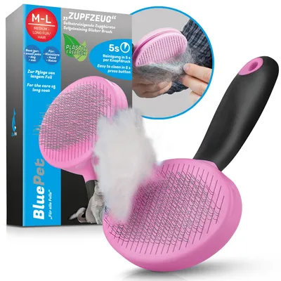 BluePet Hundebürste & Katzenbürste, Selbstreinigende Bürste für Langhaar BluePet Hundebürste & Katzenbürste, Selbstreinigende Bürste für Langhaar