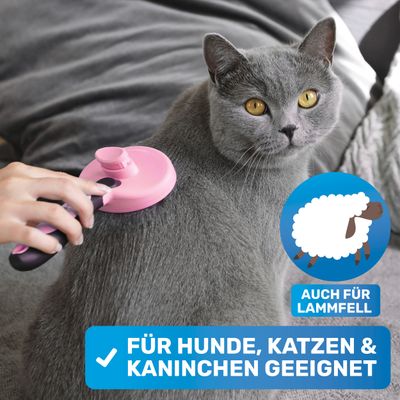 BluePet Hundebürste & Katzenbürste, Selbstreinigende Bürste für Langhaar
