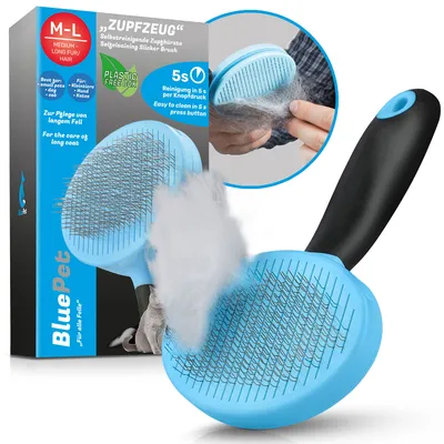 BluePet Hundebürste & Katzenbürste, Selbstreinigende Bürste für Langhaar BluePet Hundebürste & Katzenbürste, Selbstreinigende Bürste für Langhaar