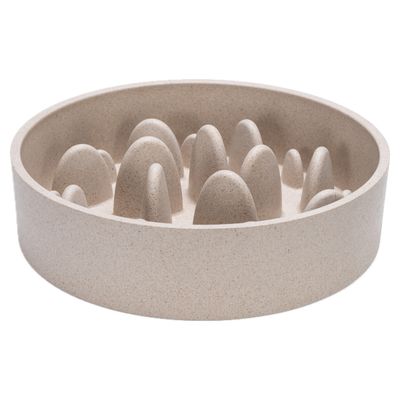 Designed by Lotte Antischling-Napf Pom beige aus Bambus für Hunde