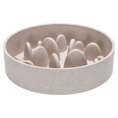 Designed by Lotte Antischling-Napf Pom beige aus Bambus für Hunde