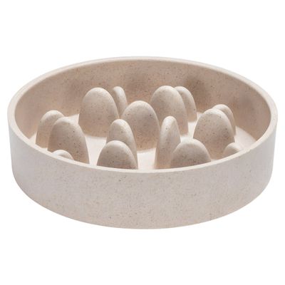 Designed by Lotte Antischling-Napf Pom beige aus Bambus für Katzen