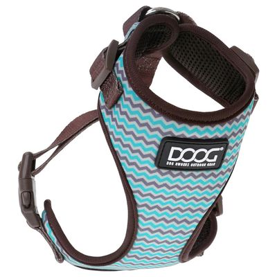 DOOG Neopren Geschirr Benji braun/blau zigzag