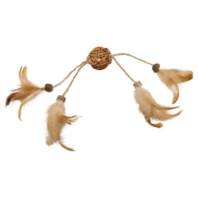 Beeztees Katzenspielzeug Catnip/Matatabi Ball mit Federn Tipy braun