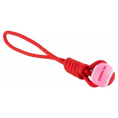 Coockoo Hundespielzeug Ball mit Seilschlaufe Swing Me rot/rosa
