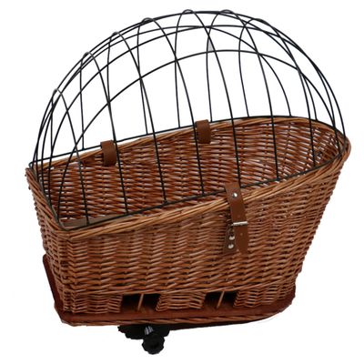 Duvo+ Weidenfahrradkorb mit Kissen Provence für Katzen