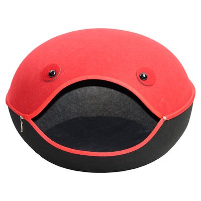 Pettimania Katzenhöhle Filz in Froschform schwarz/rot
