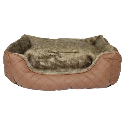 Pettimania Hundebett eckig Leder mit Fellbezug braun Pettimania Hundebett eckig Leder mit Fellbezug braun