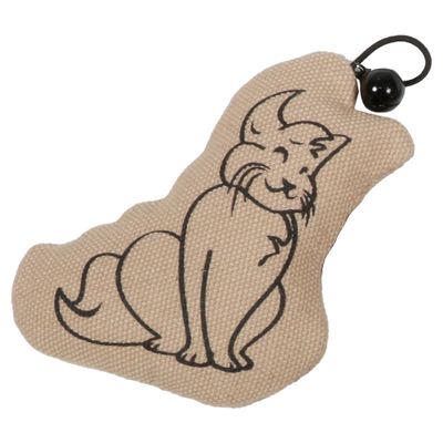 D&D Katzenspielzeug I Love Happy Cats "Sitting Cat" mit Glöckchen beige