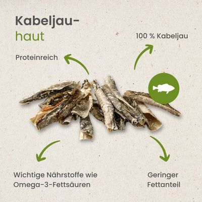 Kauartikel.com Kabeljau-Haut, geschnitten
