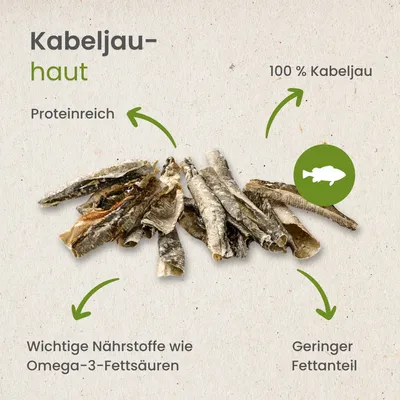 Kauartikel.com Kabeljau-Haut, geschnitten