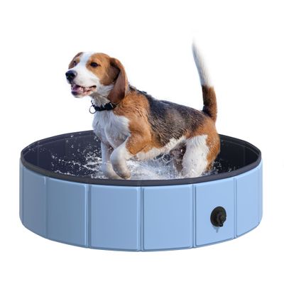 PawHut Piscina para Mascota Ø80x20 cm Azul