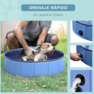 PawHut Piscina para Mascota Ø80x20 cm Azul