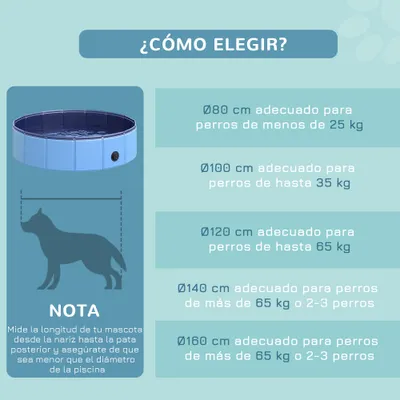 PawHut Piscina para Mascota Ø80x20 cm Azul
