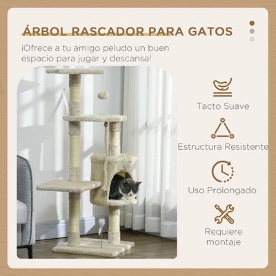 PawHut Árbol para Gato 40x40x116 cm Beige