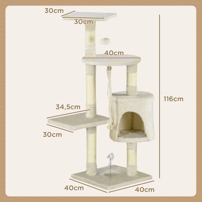 PawHut Árbol para Gato 40x40x116 cm Beige