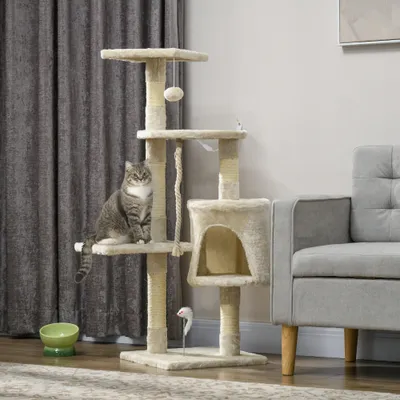 PawHut Árbol para Gato 40x40x116 cm Beige