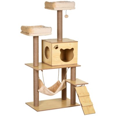 PawHut Árbol para Gato 60x40x130 cm Amarillo