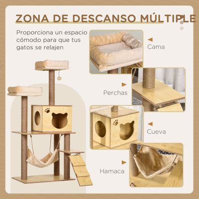 PawHut Árbol para Gato 60x40x130 cm Amarillo