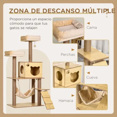 PawHut Árbol para Gato 60x40x130 cm Amarillo