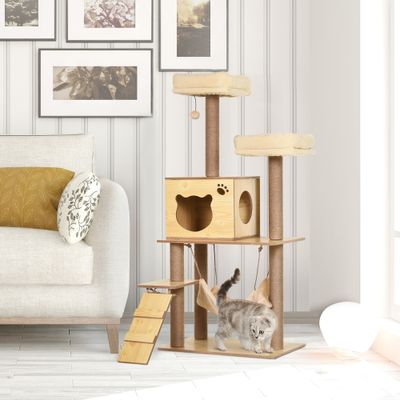 PawHut Árbol para Gato 60x40x130 cm Amarillo