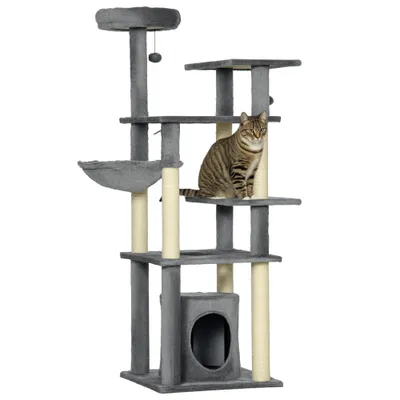 PawHut Árbol para Gato 49x49x144 cm Gris