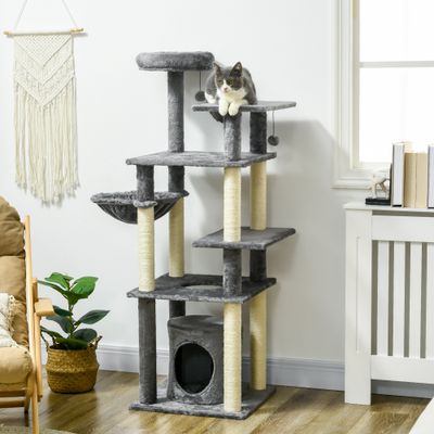 PawHut Árbol para Gato 49x49x144 cm Gris