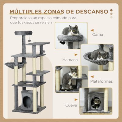 PawHut Árbol para Gato 49x49x144 cm Gris