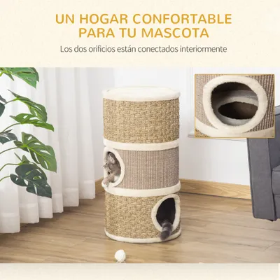 PawHut Barril Rascador para Gato 37.5x37.5x70 cm Caqui PawHut Barril Rascador para Gato 37.5x37.5x70 cm Caqui