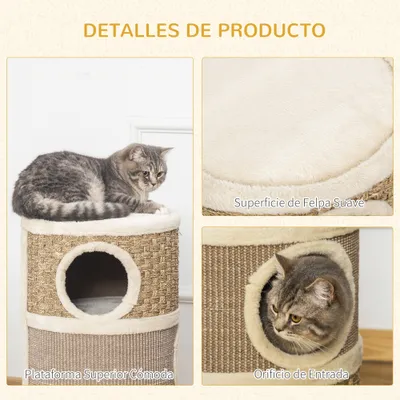 PawHut Barril Rascador para Gato 37.5x37.5x70 cm Caqui PawHut Barril Rascador para Gato 37.5x37.5x70 cm Caqui